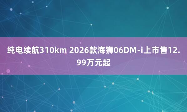 纯电续航310km 2026款海狮06DM-i上市售12.99万元起